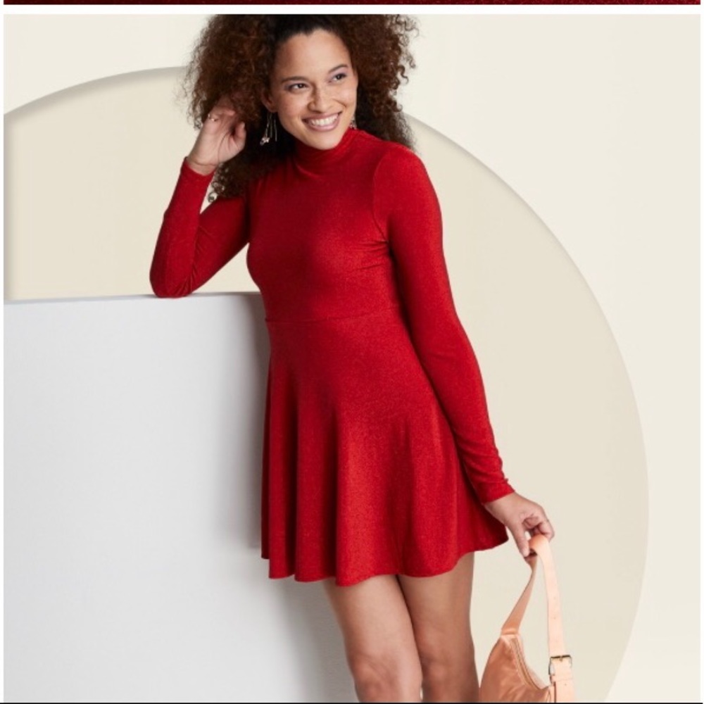 Gently used Target Wild Fable shimmering A-line mock turtleneck Dress size XS